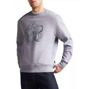 Ted baker mens sz 4 Carick Cotton Embroidered Flower Sweatshirt purple large